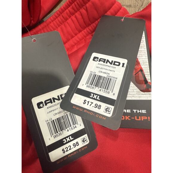 And1 2 Piece Red & Red Zip Up Jacket & Athletic Pants 3XL Deflection Jumpshot - Picture 9 of 9
